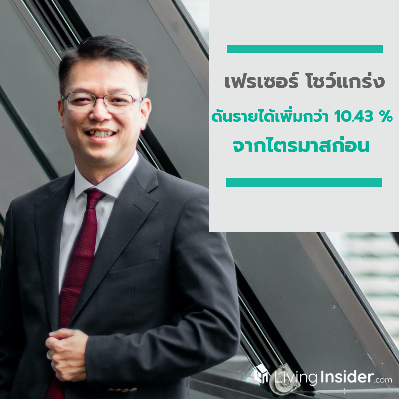 เฟรเซอร์ส พร็อพเพอร์ตี้ ประเทศไทย โชว์แกร่งดันรายได้เพิ่มกว่า 10.43 % จากไตรมาสก่อน