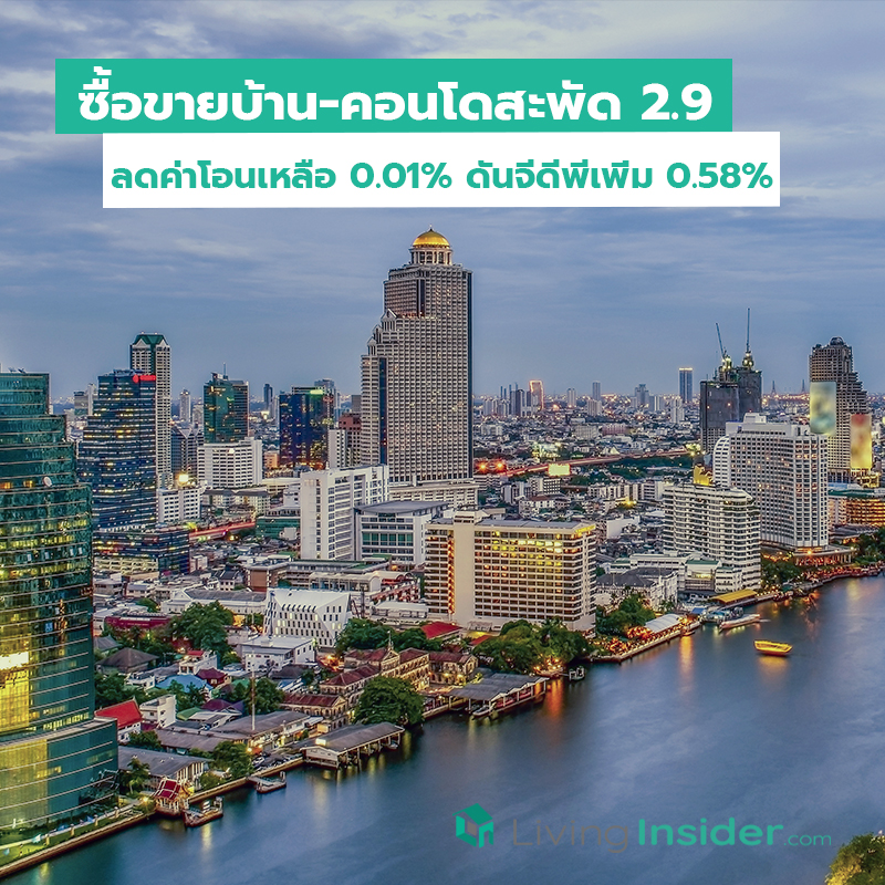 ซื้อขายบ้าน-คอนโดสะพัด 2.9 แสนล้าน ลดค่าโอนเหลือ 0.01% ดันจีดีพีเพิ่ม 0.58%