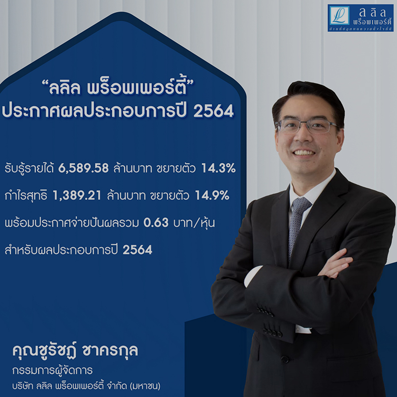ลลิล พร็อพเพอร์ตี้ ประกาศผลประกอบการปี 2564 ลลิล พร็อพเพอร์ตี้ ประกาศผลประกอบการปี 2564