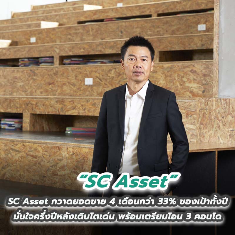 SC Asset กวาดยอดขาย 4 เดือนกว่า 33% ของเป้าทั้งปี มั่นใจครึ่งปีหลังเติบโตเด่น พร้อมเตรียมโอน 3 คอนโด SC Asset กวาดยอดขาย 4 เดือนกว่า 33% ของเป้าทั้งปี มั่นใจครึ่งปีหลังเติบโตเด่น พร้อมเตรียมโอน 3 คอนโด