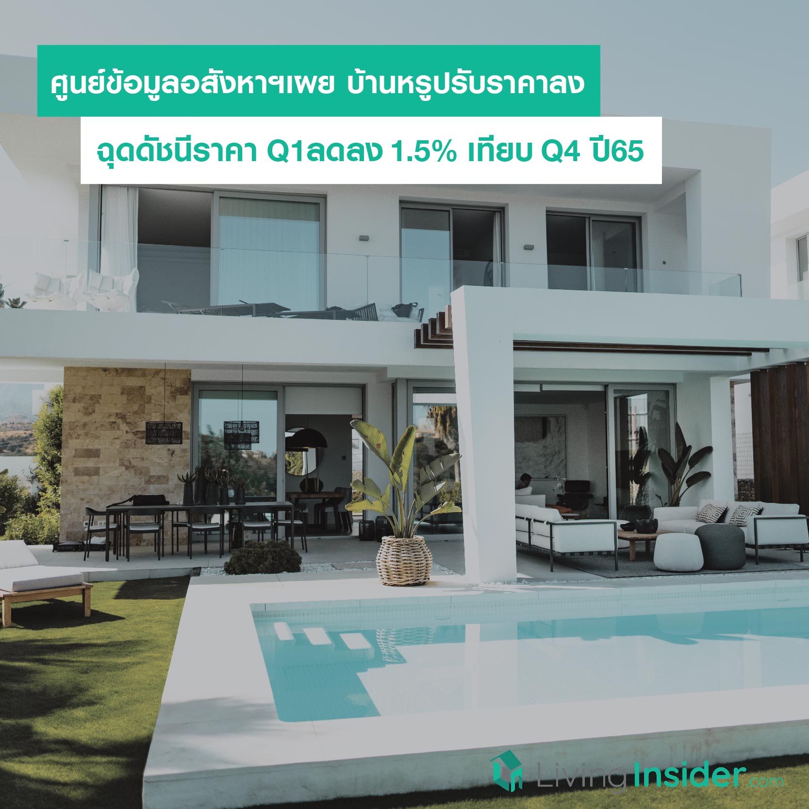ศูนย์ข้อมูลอสังหาฯเผย บ้านหรูปรับราคาลง ฉุดดัชนีราคา Q1 ลดลง 1.5% เมื่อเทียบกับ Q4 ปี65 ศูนย์ข้อมูลอสังหาฯเผย บ้านหรูปรับราคาลง ฉุดดัชนีราคา Q1 ลดลง 1.5% เมื่อเทียบกับ Q4 ปี65