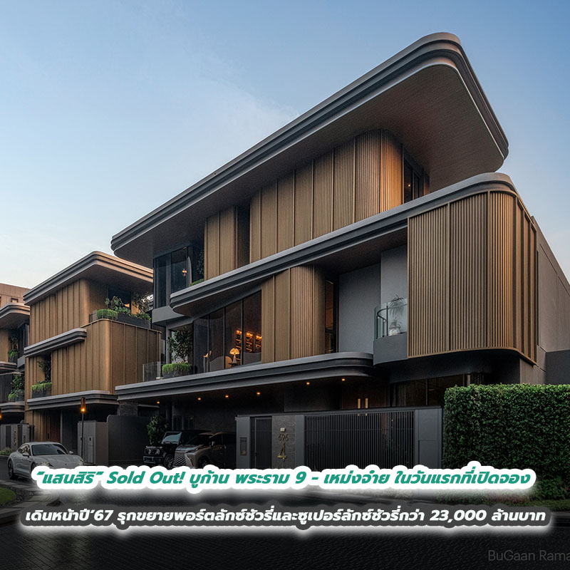 “แสนสิริ” Sold Out! บูก้าน พระราม 9 – เหม่งจ๋าย ในวันแรกที่เปิดจอง ขอบคุณลูกค้าเชื่อมั่นมาตรฐานสินค้าและบริการ เดินหน้าปี’67 รุกขยายพอร์ตลักซ์ชัวรี่และซูเปอร์ลักซ์ชัวรี่กว่า 23,000 ล้านบาท รวม 16 โครงการ “แสนสิริ” Sold Out! บูก้าน พระราม 9 – เหม่งจ๋าย ในวันแรกที่เปิดจอง ขอบคุณลูกค้าเชื่อมั่นมาตรฐานสินค้าและบริการ เดินหน้าปี’67 รุกขยายพอร์ตลักซ์ชัวรี่และซูเปอร์ลักซ์ชัวรี่กว่า 23,000 ล้านบาท รวม 16 โครงการ