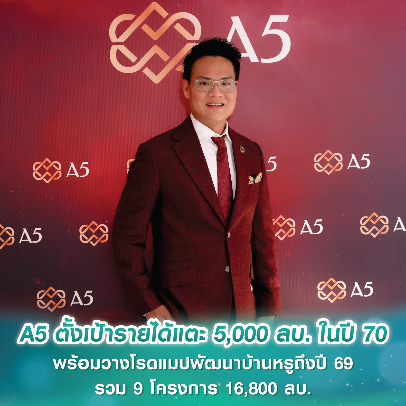 A5 ตั้งเป้ารายได้แตะ 5,000 ลบ. ในปี 70 พร้อมวางโรดแมปพัฒนาบ้านหรูต่อเนื่องถึงปี 69 รวม 9 โครงการ มูลค่ารวมกว่า 16,800 ลบ. A5 ตั้งเป้ารายได้แตะ 5,000 ลบ. ในปี 70 พร้อมวางโรดแมปพัฒนาบ้านหรูต่อเนื่องถึงปี 69 รวม 9 โครงการ มูลค่ารวมกว่า 16,800 ลบ.