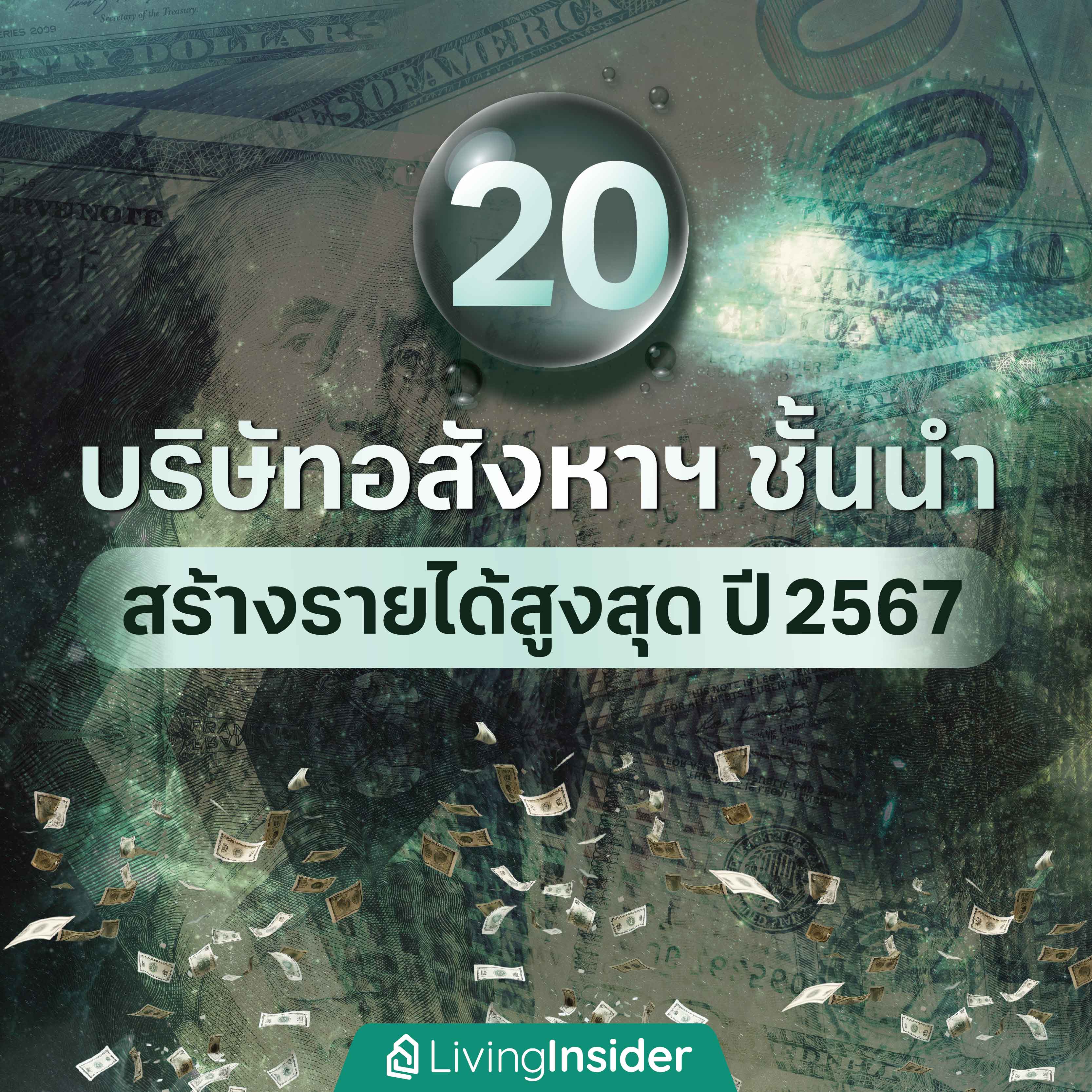 20 บริษัทอสังหาริมทรัพย์ชั้นนำ สร้างรายได้สูงสุด ปี 2567 20 บริษัทอสังหาริมทรัพย์ชั้นนำ สร้างรายได้สูงสุด ปี 2567