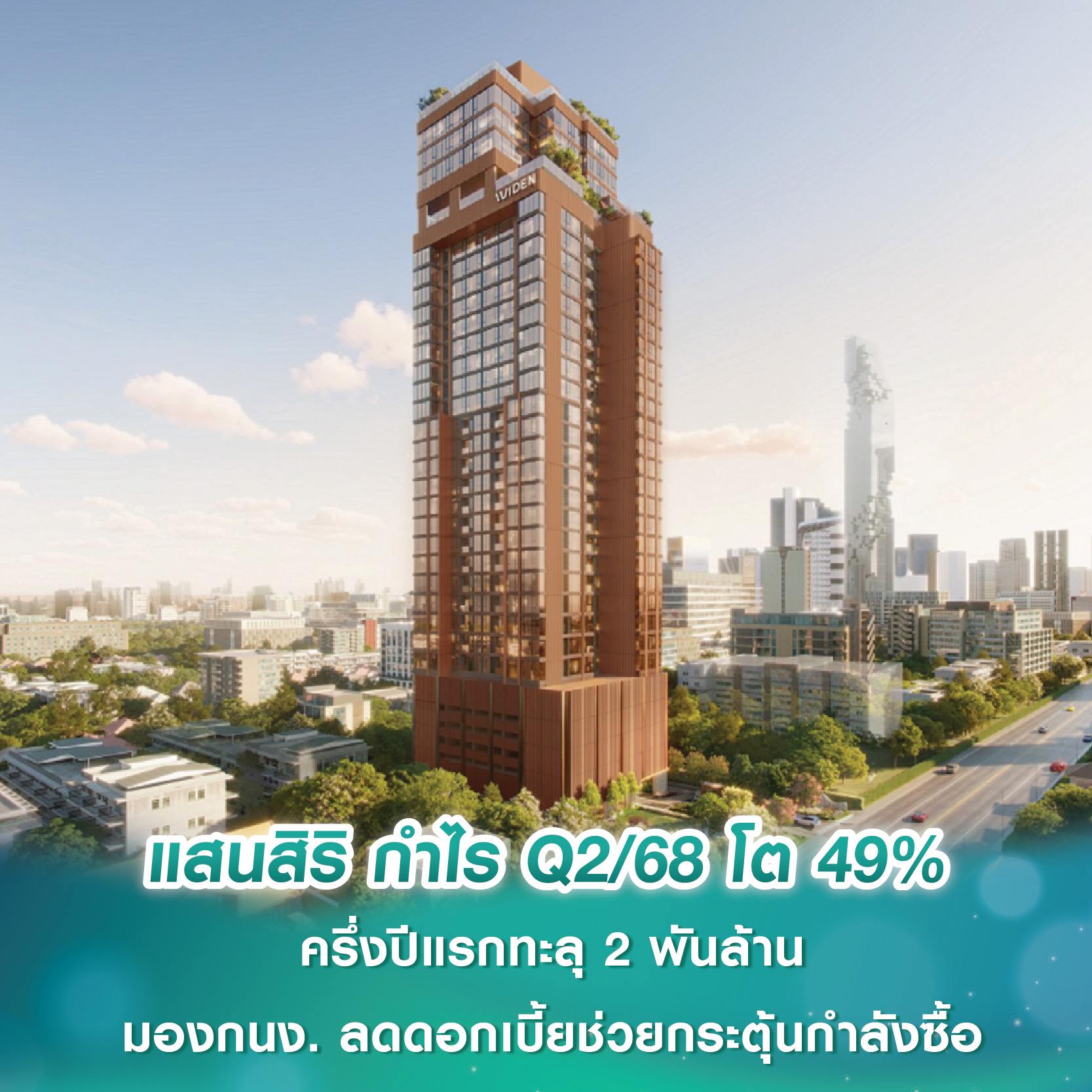 แสนสิริ กำไร Q2/68 โต 49% ครึ่งปีแรกทะลุ 2 พันล้านบาท มองกนง. ลดดอกเบี้ยช่วยกระตุ้นกำลังซื้อ แสนสิริ กำไร Q2/68 โต 49% ครึ่งปีแรกทะลุ 2 พันล้านบาท มองกนง. ลดดอกเบี้ยช่วยกระตุ้นกำลังซื้อ