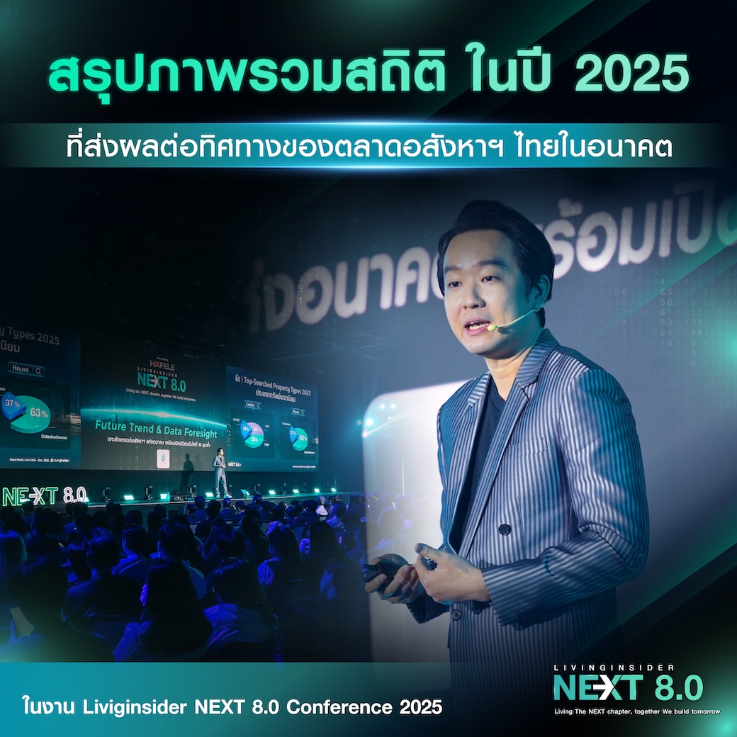 🔥 สรุปเทรนด์ตลาดอสังหาฯ จากงานในงาน LivingInsider NEXT 8.0 : EP.1 – คอนโดยังครองใจ แต่ “บ้าน” กำลังเร่งขึ้นแรงกว่าที่คิด 🔥 สรุปเทรนด์ตลาดอสังหาฯ จากงานในงาน LivingInsider NEXT 8.0 : EP.1 – คอนโดยังครองใจ แต่ “บ้าน” กำลังเร่งขึ้นแรงกว่าที่คิด