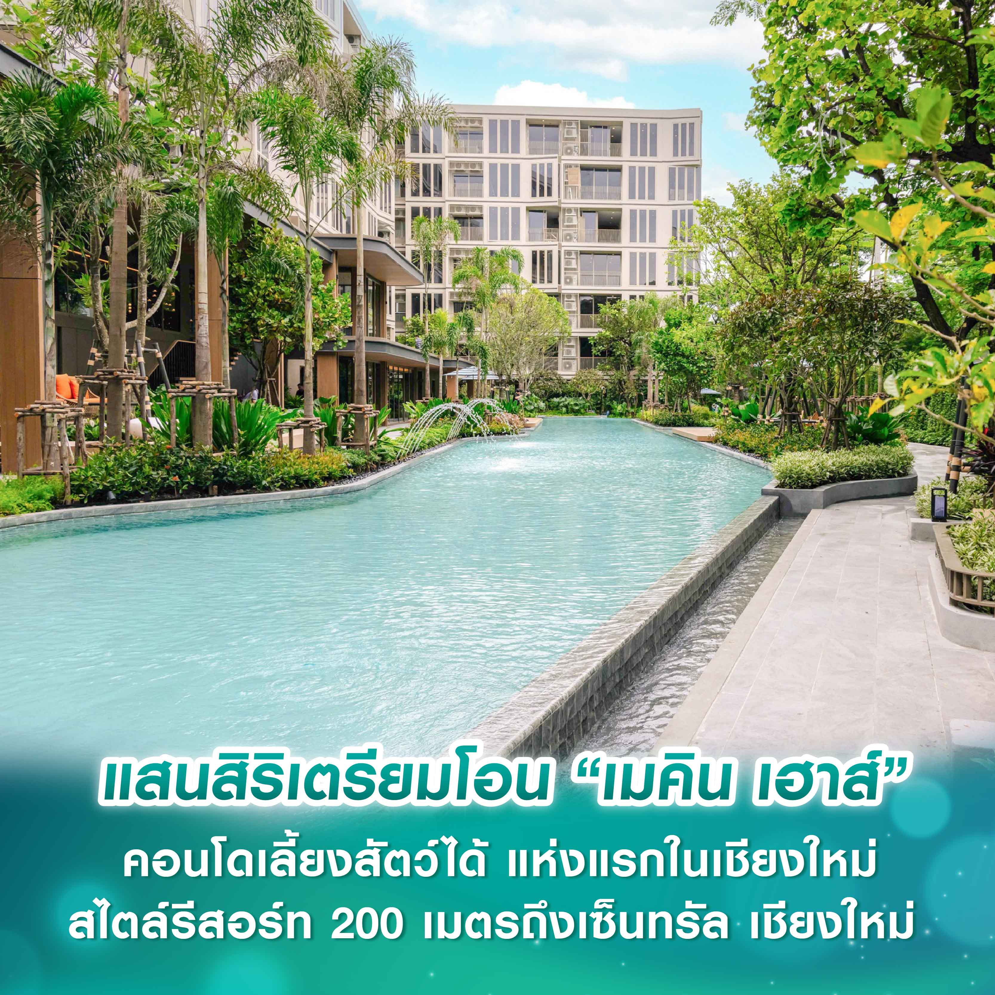 แสนสิริเตรียมโอน “เมคิน เฮาส์” คอนโดเลี้ยงสัตว์ได้แห่งแรกในเชียงใหม่ สไตล์รีสอร์ท 200 เมตรถึงเซ็นทรัล เชียงใหม่ พื้นที่ส่วนกลางกว่า 1.7 ไร่ กระแสตอบรับดี ด้วยยอดขายกว่า 80% เปิดชมตึกจริงครั้งแรก 12 – 14 ธ.ค. นี้ แสนสิริเตรียมโอน “เมคิน เฮาส์” คอนโดเลี้ยงสัตว์ได้แห่งแรกในเชียงใหม่ สไตล์รีสอร์ท 200 เมตรถึงเซ็นทรัล เชียงใหม่ พื้นที่ส่วนกลางกว่า 1.7 ไร่ กระแสตอบรับดี ด้วยยอดขายกว่า 80% เปิดชมตึกจริงครั้งแรก 12 – 14 ธ.ค. นี้