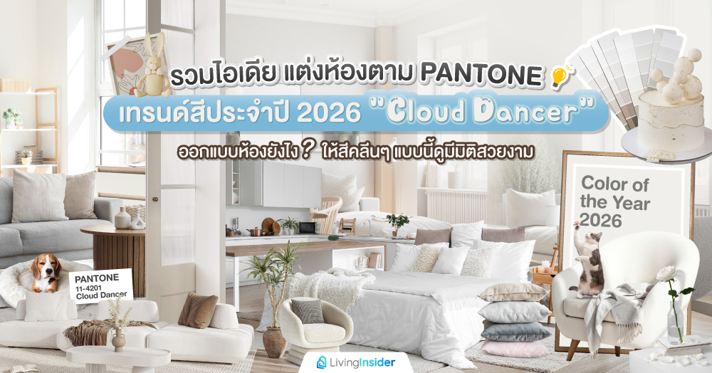 รวมไอเดีย แต่งห้องตาม PANTONE  เทรนด์สีประจำปี 2026 “Cloud Dancer”  ออกแบบห้องยังไง? ให้สีคลีนๆ แบบนี้ดูมีมิติสวยงาม