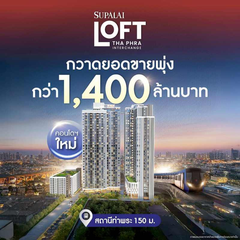 ศุภาลัย ลอฟท์ ท่าพระ อินเตอร์เชนจ์ กวาดยอดกว่า 1,400 ล้านบาท ศุภาลัย ลอฟท์ ท่าพระ อินเตอร์เชนจ์ กวาดยอดกว่า 1,400 ล้านบาท