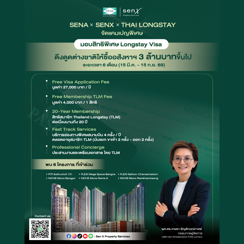 เสนา จับมือ ไทยจัดการลองสเตย์ ขานรับ Long Stay Visa ดึงต่างชาติลงทุนอสังหาฯ ดันไทยสู่ฮับการอยู่อาศัยระดับโลก เสนา จับมือ ไทยจัดการลองสเตย์ ขานรับ Long Stay Visa ดึงต่างชาติลงทุนอสังหาฯ ดันไทยสู่ฮับการอยู่อาศัยระดับโลก