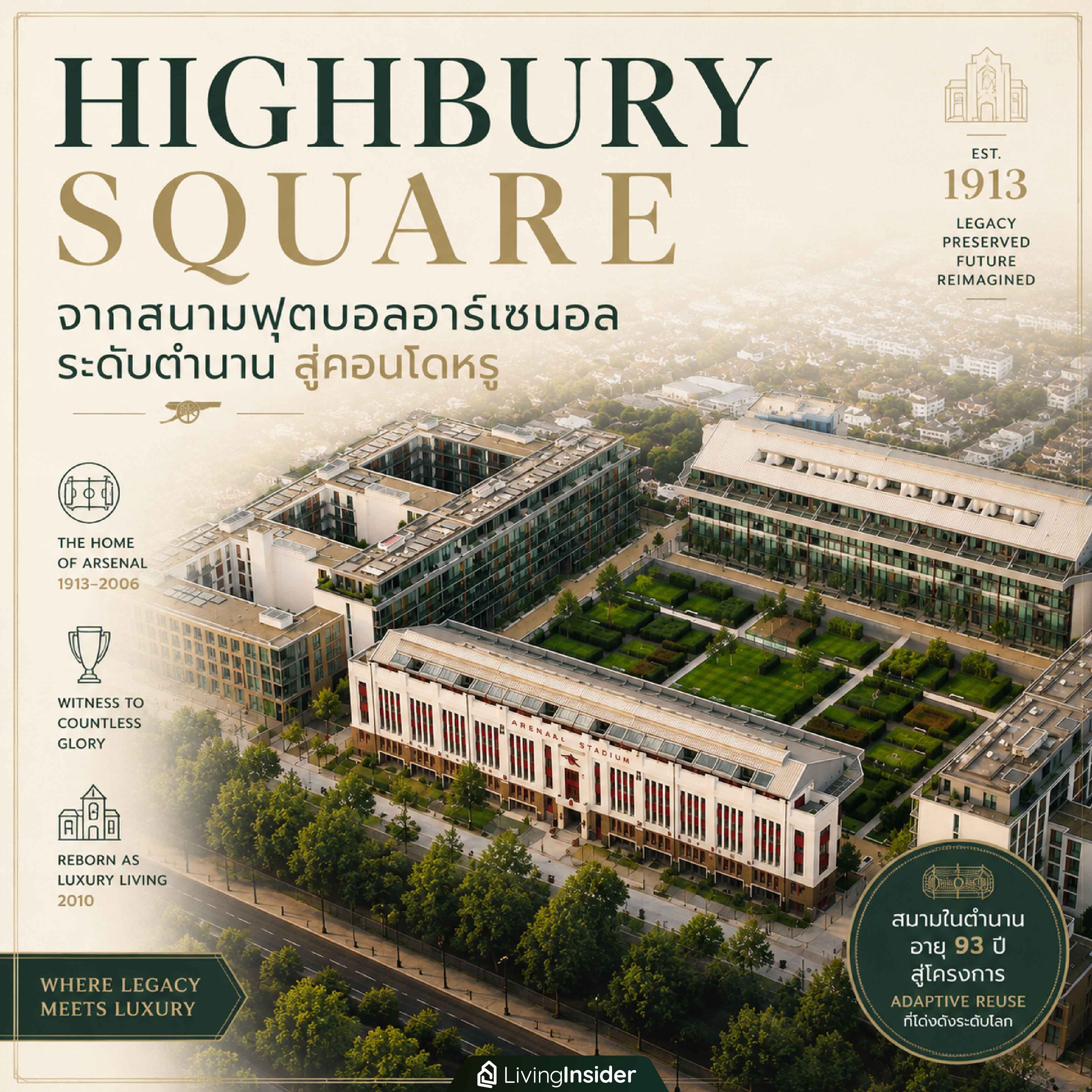 HIGHBURY SQUARE จากสนามฟุตบอลอาร์เซนอล ระดับตำนาน สู่ 'คอนโดหรู' HIGHBURY SQUARE จากสนามฟุตบอลอาร์เซนอล ระดับตำนาน สู่ 'คอนโดหรู'