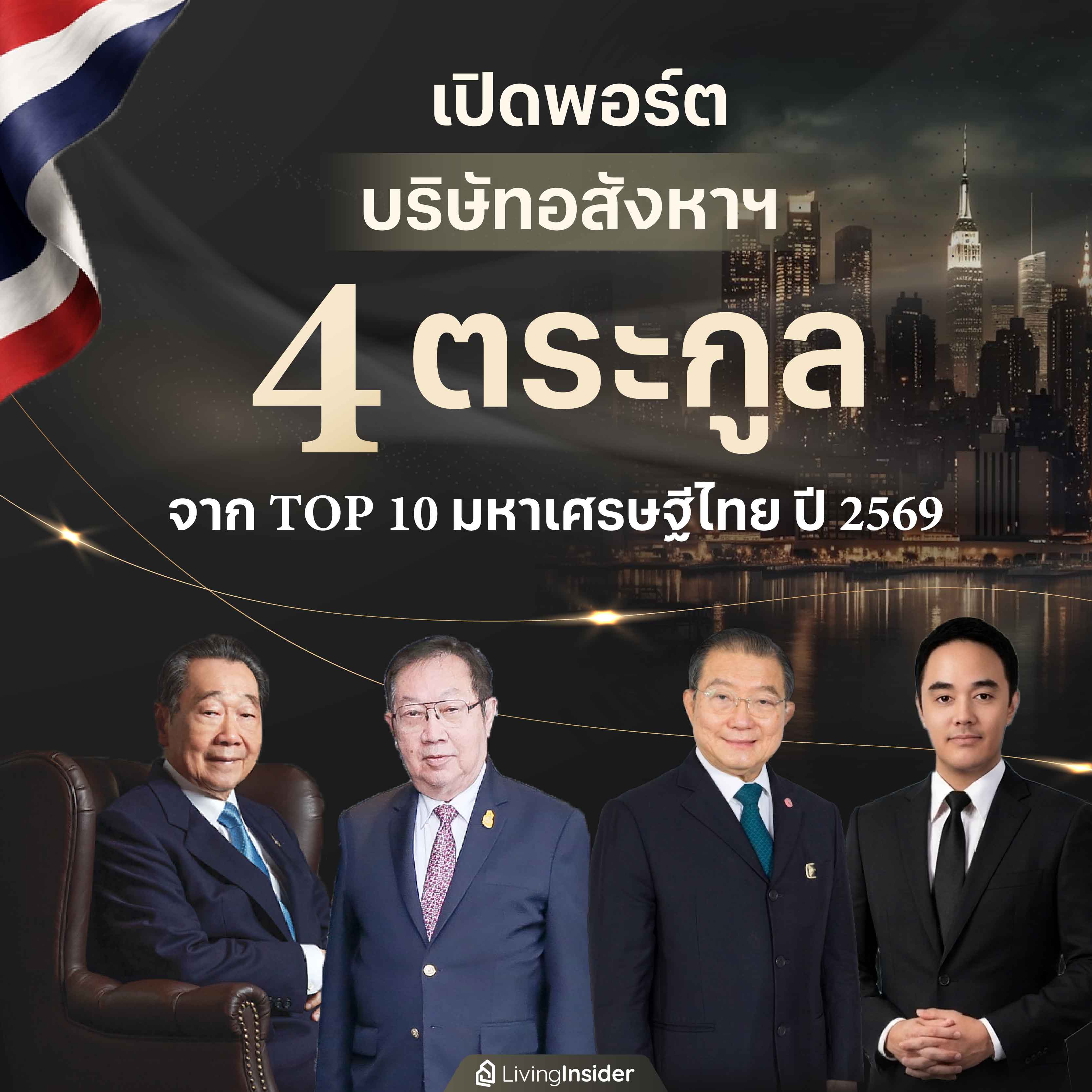 เปิดพอร์ต บริษัทอสังหาฯ 4 ตระกูล จาก TOP 10 มหาเศรฐีไทย ปี 2569 เปิดพอร์ต บริษัทอสังหาฯ 4 ตระกูล จาก TOP 10 มหาเศรฐีไทย ปี 2569