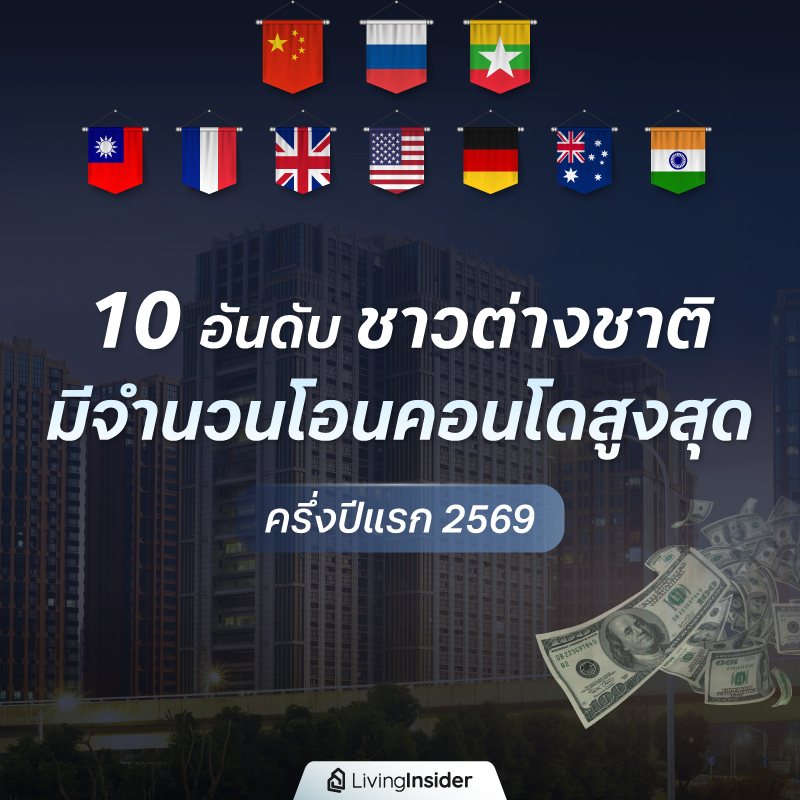 10 อันดับ ชาวต่างชาติ มีจำนวนโอนคอนโดสูงสุด ครึ่งปีแรก 2569 10 อันดับ ชาวต่างชาติ มีจำนวนโอนคอนโดสูงสุด ครึ่งปีแรก 2569