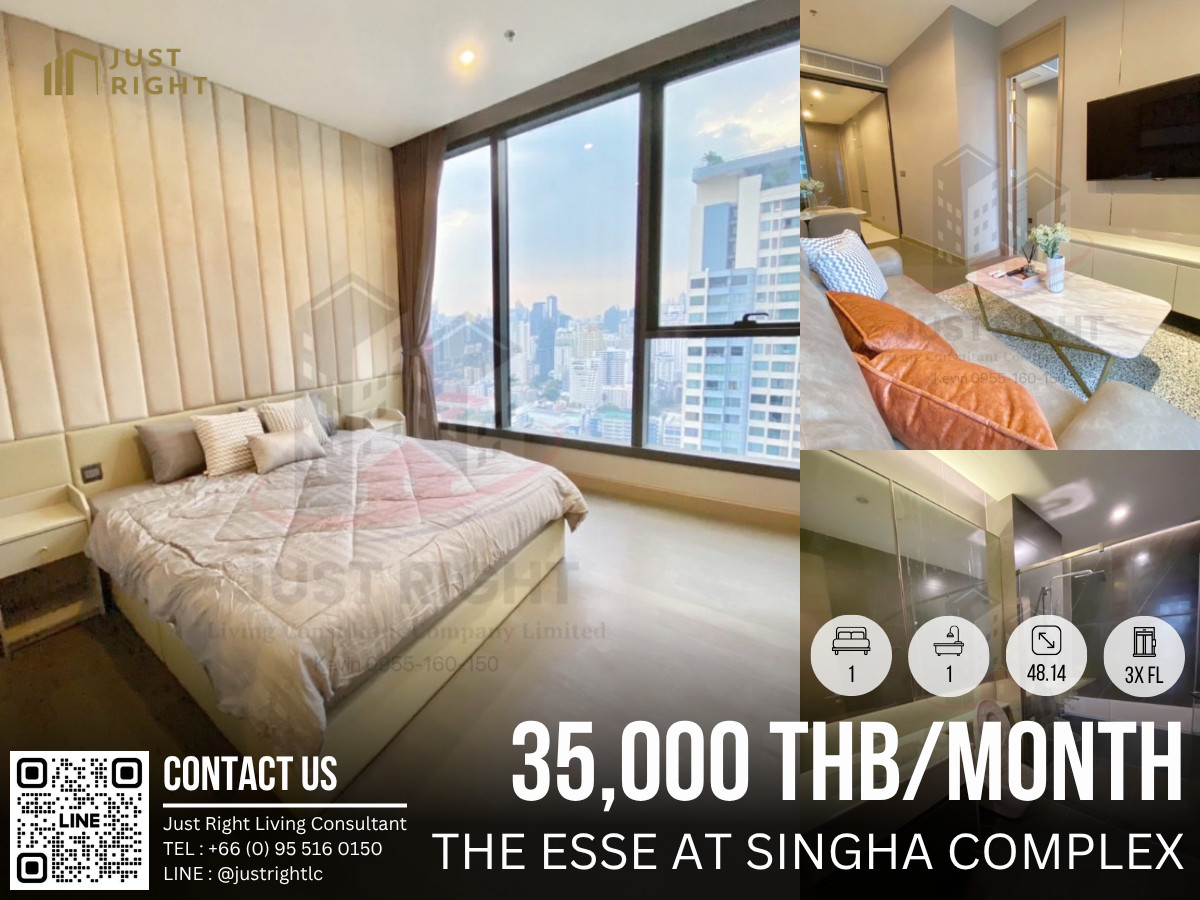 For Rent The Esse at Singha Complex 1 Bed 1 Bath 48.14 Sqm. Floor 3x North View Fully Furnished from 45,000 to only 35,000 THB/Month Only 1 Year Contract