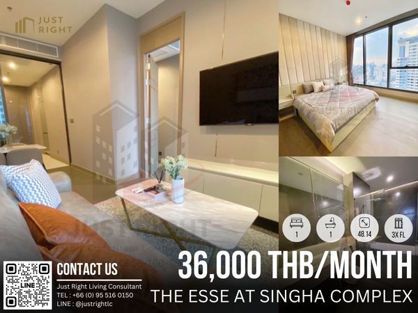 ให้เช่า The Esse at Singha Complex 1 ห้องนอน 1 ห้องน้ำ 48.14 ตรม. ชั้น 3x ทิศเหนือ เฟอร์ครบพร้อมอยู่ จากปกติ 45,000 เหลือเพียง 36,000 บาท/เดือน สัญญา 1 ปีเท่านั้น