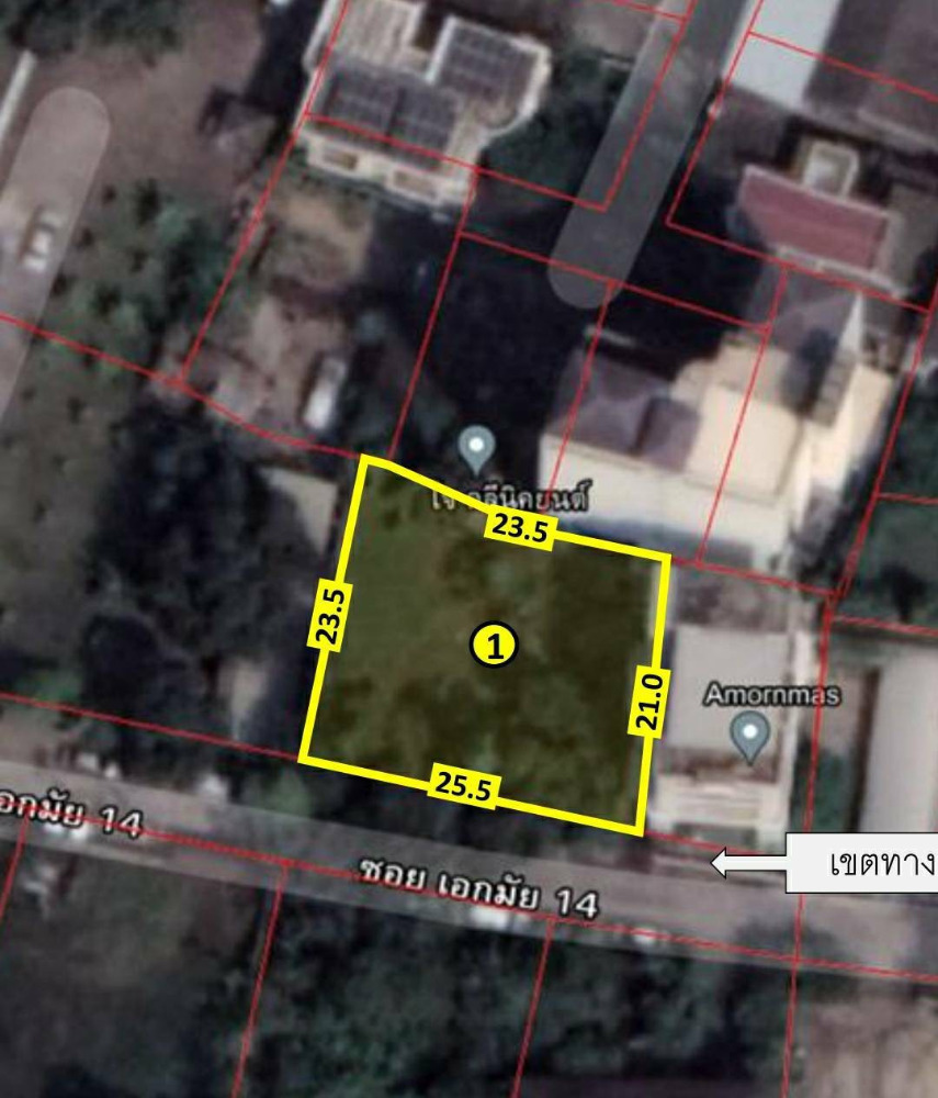 Land for sale, facing south, Ekkamai Road (Sukhumvit 63), size 118 sq m. Square fabric floor, convenient to travel to both Sukhumvit and Petchburi. – รูปที่ 4