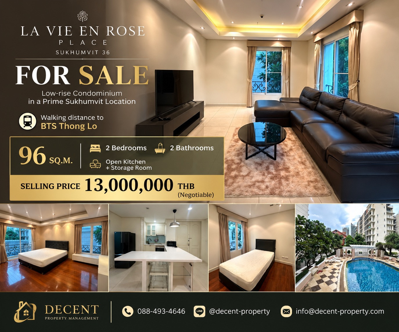 Best Value in the Building – 96 Sq.m. 2-Bedroom at THB 13 M 