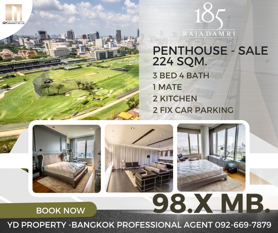 SALE : Best Price!! 185 RAJADAMRi I Penthouse 3 ฺBed 4 Bath 224 sqm. - 98.x MB. SALE : Best Price!! 185 RAJADAMRi I Penthouse 3 ฺBed 4 Bath 224 sqm. - 98.x MB.