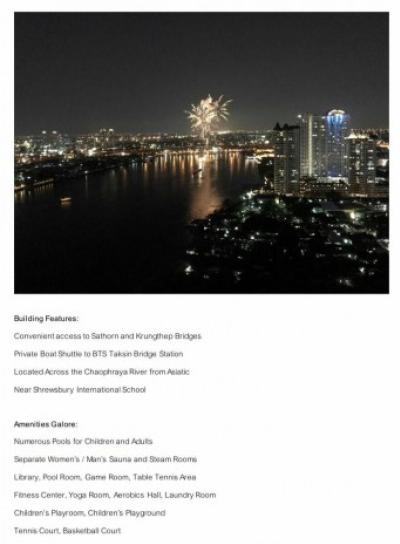 Watermark Chaophraya, 242.12 sqm. Spacious, River view, Three Bedrooms, Two Parking lot Condo for Sale at Watermark Chaophraya.