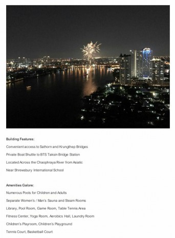 Watermark Chaophraya, 242.12 sqm. Spacious, River view, Three Bedrooms, Two Parking lot Condo for Sale at Watermark Chaophraya.