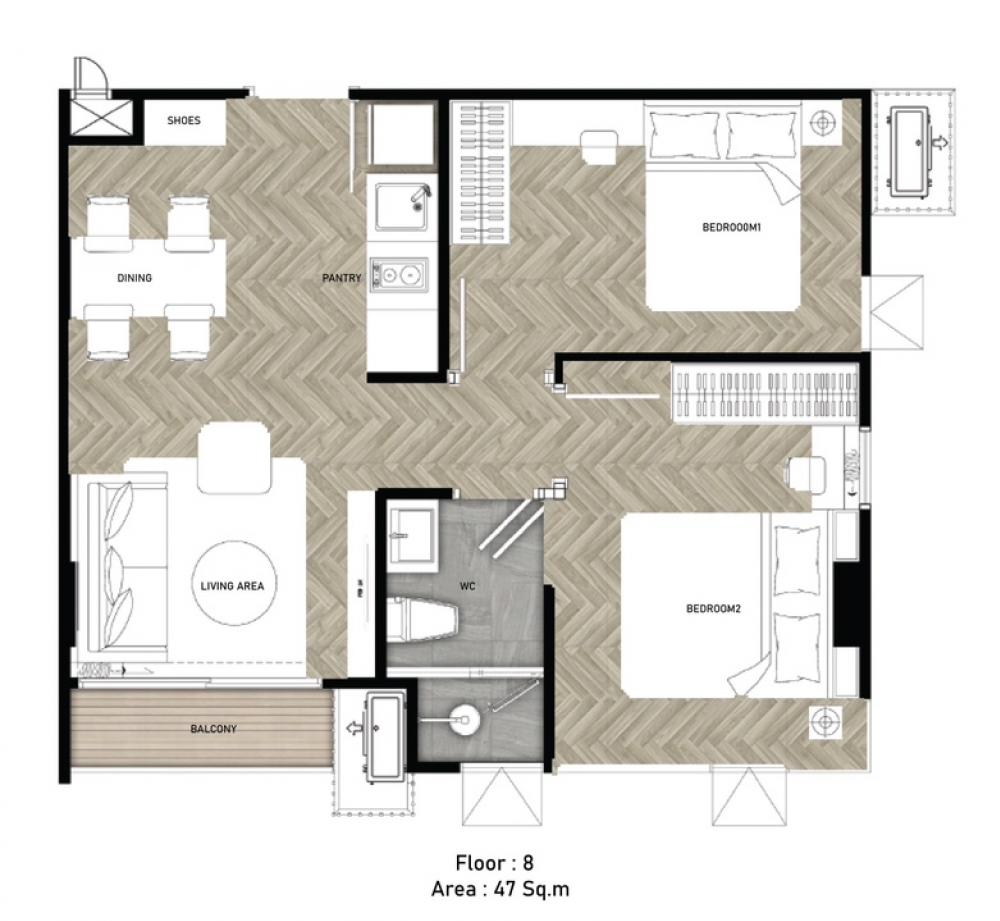 Fynn aree, top floor, corner room, beautiful view, 2 bed – รูปที่ 2