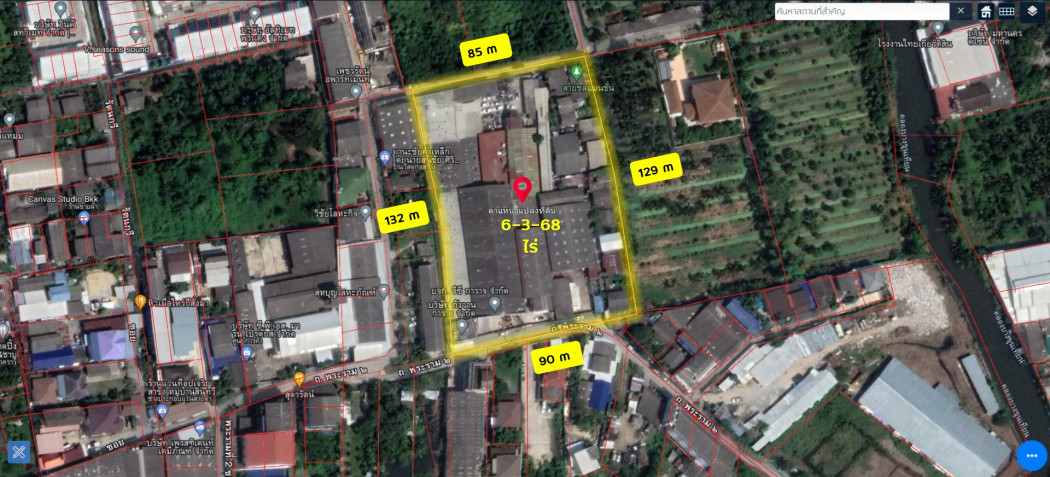 Land for sale, Rama 2 Soi 20, square plot, 6-3-68 rai, near Bangpakok 9 Hospital.