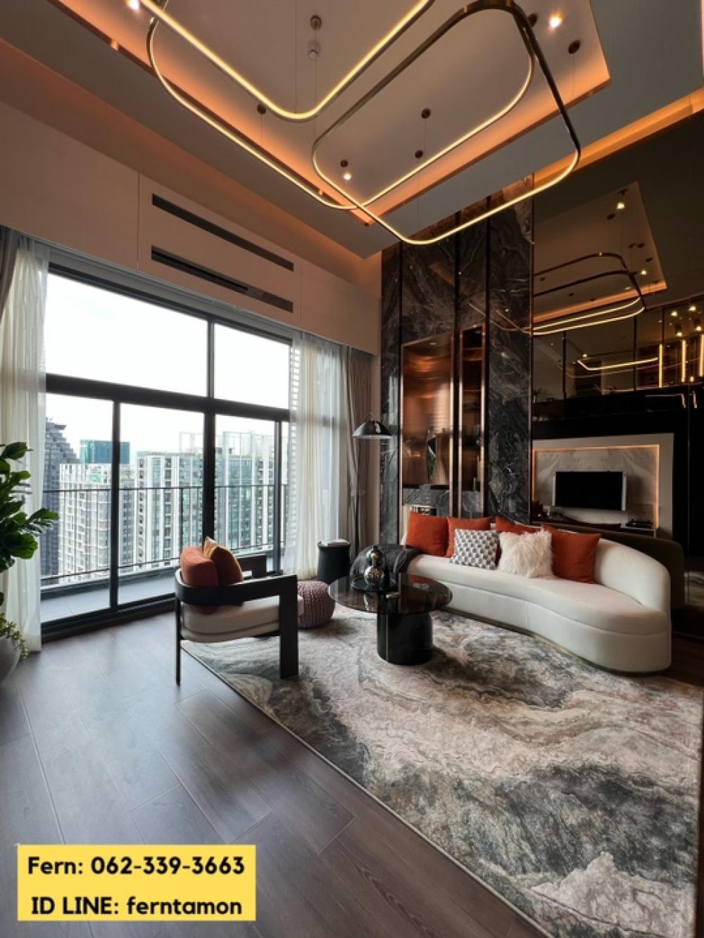 💢 3 bedrooms, 137 sq m., very beautiful decoration, ceiling height 4.5 meters, Ideo Rama 9-Asoke, make an appointment to see the project 062-339-3663