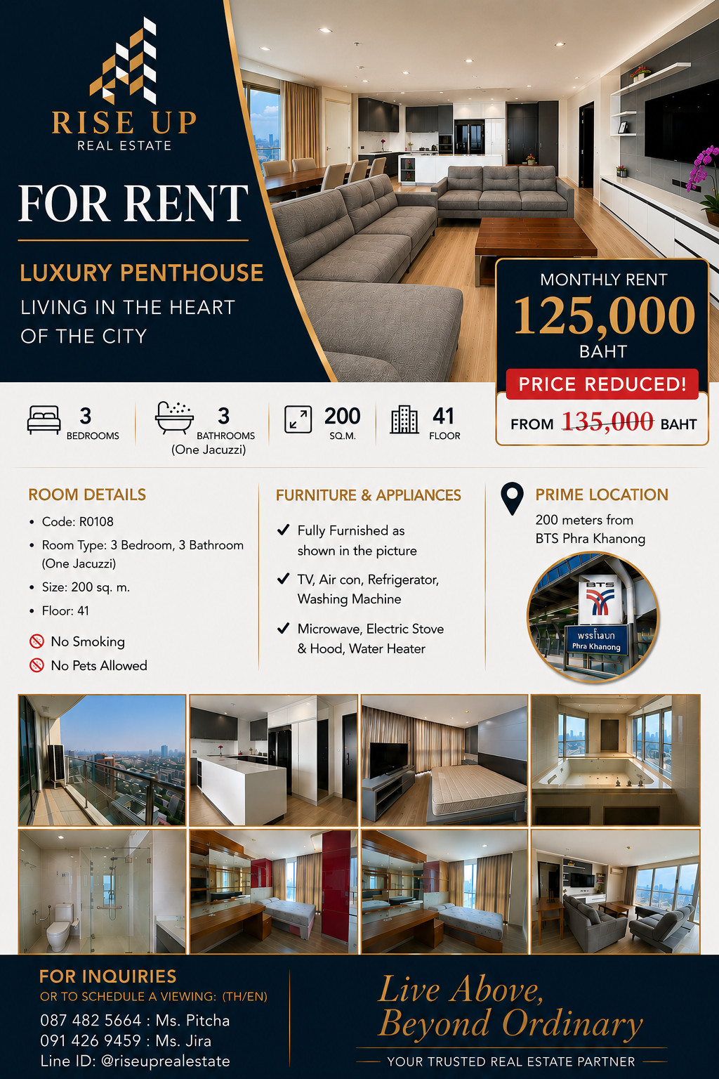 Penthouse Unit for rent 📣 Sky Walk Condo, 3 bedroom , 3 bathroom, 200 sqm. 125,000 /month 🔥 Hot deal unit 🔥 Penthouse Unit for rent 📣 Sky Walk Condo, 3 bedroom , 3 bathroom, 200 sqm. 125,000 /month 🔥 Hot deal unit 🔥