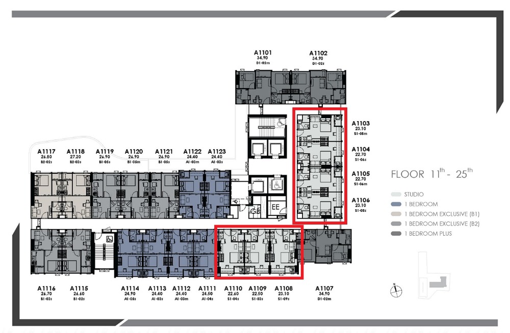 Modiz Avantgarde ห้อง Studio 22.6-23.1 ตร.ม. size เล็ก ราคาประหยัด