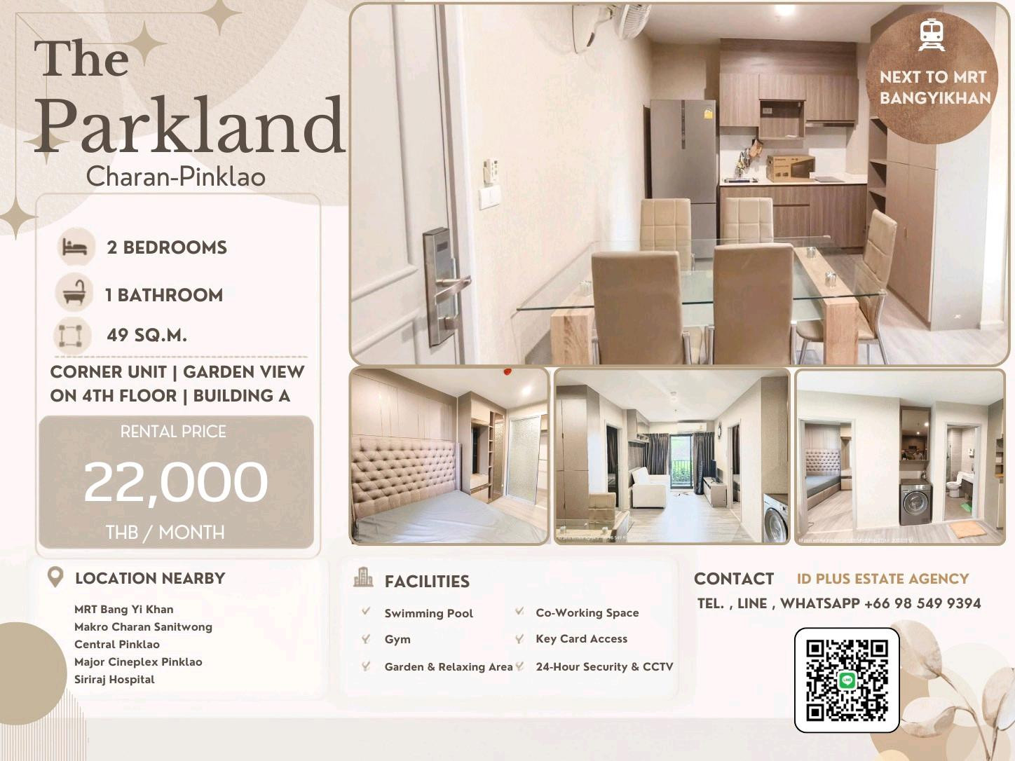 The Parkland Charan - Pinklao Condo for rent : 2 bedrooms 1 bathroom for 49 sqm.Garden View on 4th floor.fully furnished and electrical appliances with dryer machine. Next to MRT Bangyikhan.Rental only for 22,000 / m. The Parkland Charan - Pinklao Condo for rent : 2 bedrooms 1 bathroom for 49 sqm.Garden View on 4th floor.fully furnished and electrical appliances with dryer machine. Next to MRT Bangyikhan.Rental only for 22,000 / m.