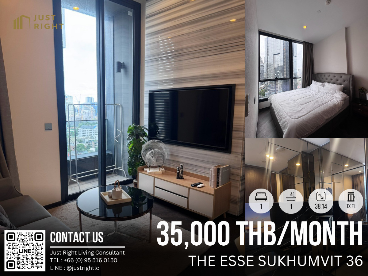 ให้เช่า The Esse Sukhumvit 36 1 ห้องนอน 1 ห้องน้ำ ขนาด 38.14 ตร.ม. ชั้น 1x ตกแต่งสวยงาม เพียง 35,000/ด. สัญญา 1 ปีเท่านั้น ให้เช่า The Esse Sukhumvit 36 1 ห้องนอน 1 ห้องน้ำ ขนาด 38.14 ตร.ม. ชั้น 1x ตกแต่งสวยงาม เพียง 35,000/ด. สัญญา 1 ปีเท่านั้น