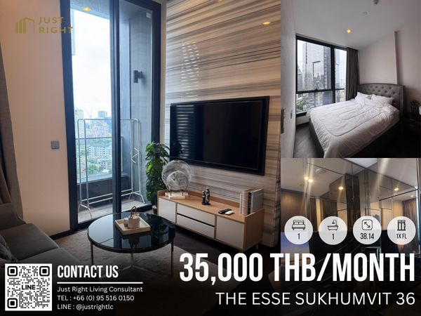 ให้เช่า The Esse Sukhumvit 36 1 ห้องนอน 1 ห้องน้ำ ขนาด 38.14 ตร.ม. ชั้น 1x ตกแต่งสวยงาม เพียง 35,000/ด. สัญญา 1 ปีเท่านั้น 