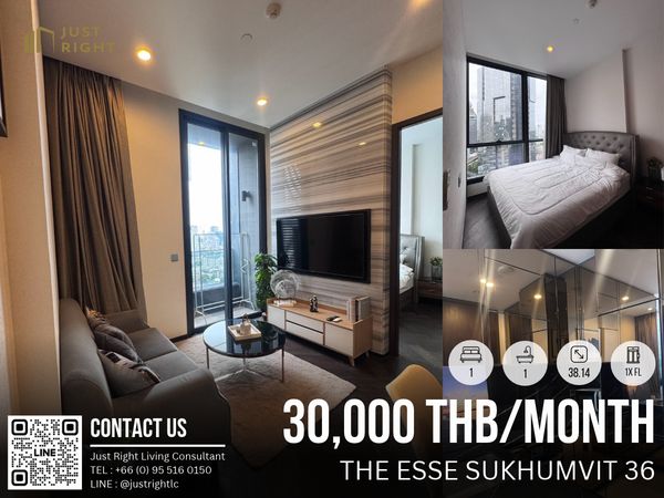 Final price for rent for 1 year contract, move in within the middle of NOV and must pay 6 months in advance only, Condo The Esse Sukhumvit 36, 1 bedroom, 1 bathroom, size 38.14 sq m, 1x floor, beautifully decorated, only 30,000/m.