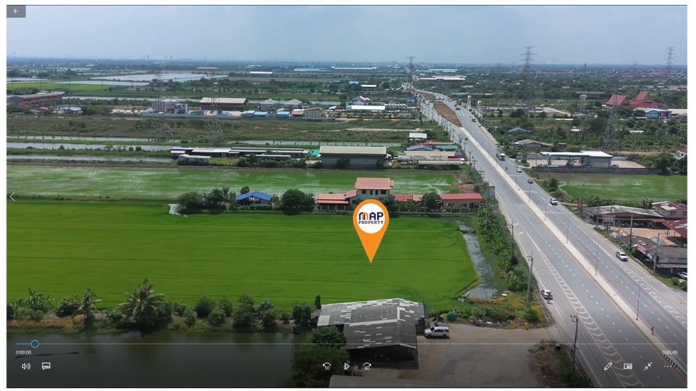 Land for sale along the highway, 26 rai 3 ngan, Theparat-Lat Krabang Road (3001), Samut Prakan.