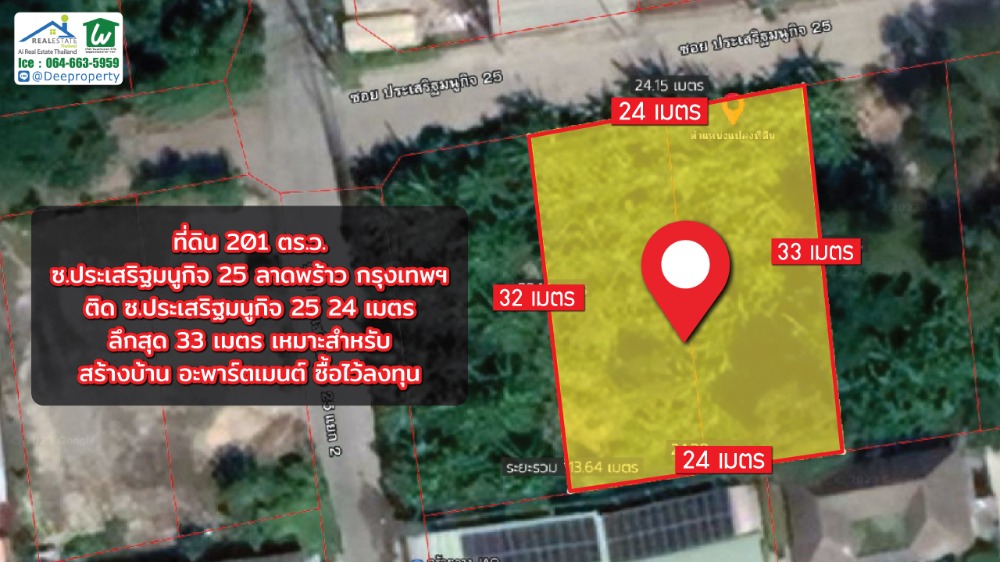 🏡 ขายที่ดิน ถ.เกษตร-นวมินทร์ ราคาถูก สร้างบ้าน/สำนักงาน/อพาร์ทเม้นท์ 201 ตรว. ซ.ประเสริฐมนูกิจ25 เข้าออกได้ 3 ซอย – รูปที่ 3
