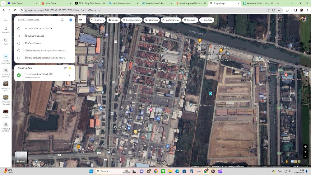 8 rai of land next to an alley road, near Lat Bua Luang Golden Land. Next to Phraya Banlue Canal, width 80 meters, next to an alley road, only 100 meters from the main road. – รูปที่ 2