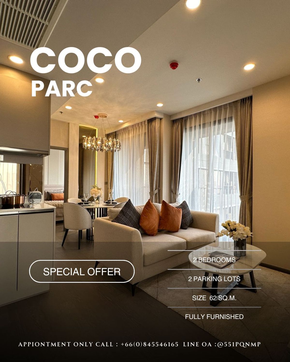 Beautiful unit, Benjasiri Park view, special price, Luxury condo🔥 COCO PARC X Dusit 2 bedrooms size 65 sq.m. Condo next to MRT 0 meters ONLY 14.2 MB – รูปที่ 2
