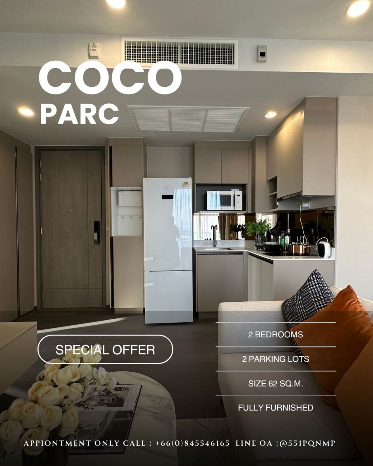 Beautiful unit, Benjasiri Park view, special price, Luxury condo🔥 COCO PARC X Dusit 2 bedrooms size 65 sq.m. Condo next to MRT 0 meters ONLY 14.2 MB – รูปที่ 3