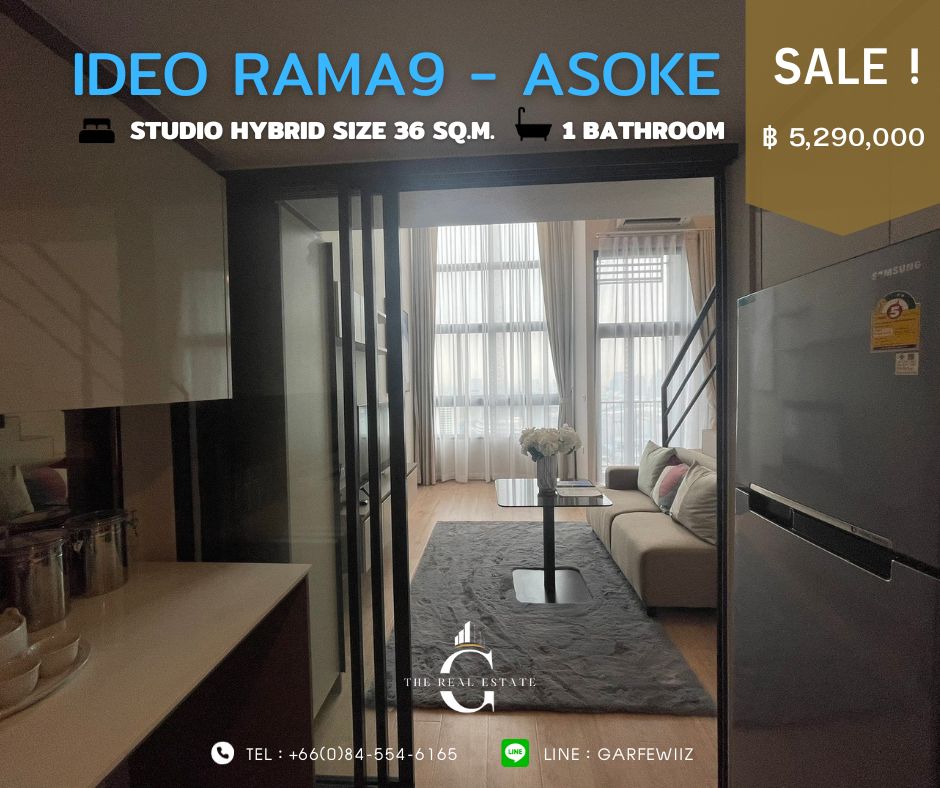 คอนโดแต่งครบ ใกล้ MRT พระราม 9 🚆1 Bedroom Hybrid พื้นที่ล่าง + บน 36.45 ตร.ม. เพดานสูง 4.5 เมตร ราคาพิเศษเพียง 5,290,000 บาท ชั้น 30 กู้ได้ 💯 % – รูปที่ 3