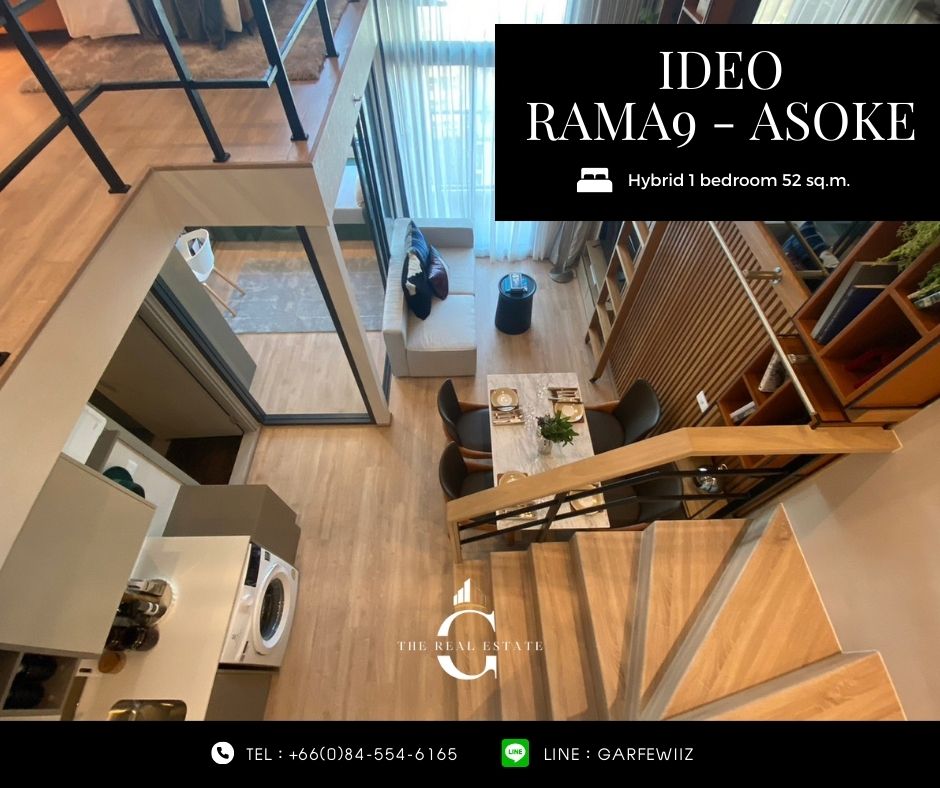 For sale, a fully furnished model room, near MRT Rama 9 🚆1 Bedroom Hybrid, ground floor + upper area, 52 sq m, 4.5 m high ceiling, special price only 6.99 million baht, 30th floor+, can get a loan 💯 % For sale, a fully furnished model room, near MRT Rama 9 🚆1 Bedroom Hybrid, ground floor + upper area, 52 sq m, 4.5 m high ceiling, special price only 6.99 million baht, 30th floor+, can get a loan 💯 %