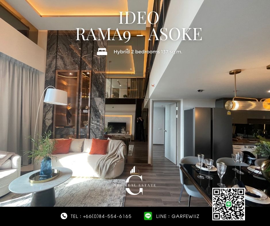 ขายห้องตัวอย่าง แต่งครบ ใกล้ MRT พระราม 9 🚆2 Bedrooms Hybrid พื้นที่ล่าง + บน 137.63 ตร.ม. เพดานสูง 4.5 เมตร ราคาพิเศษเพียง 29.49 MB ชั้น 30+ กู้ได้ 💯 % – รูปที่ 2