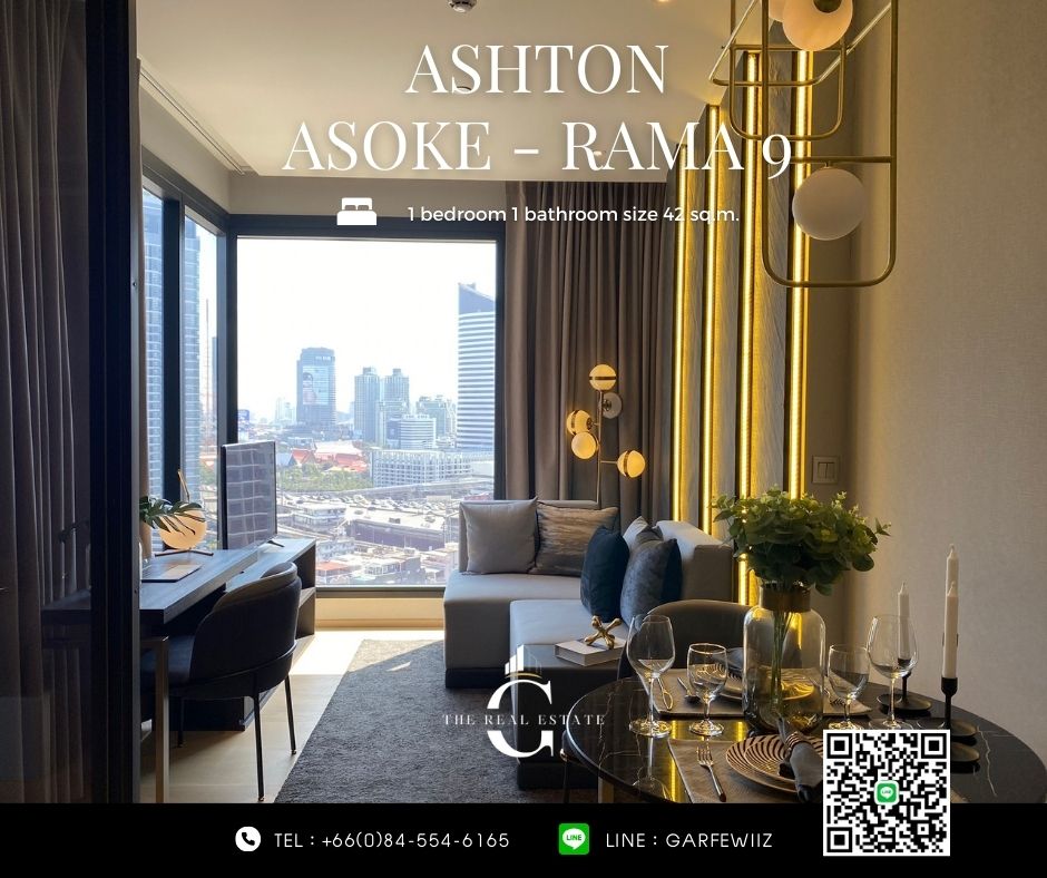 Condo near MRT Rama 9 📍Ashton Asoke -Rama 9 Special price 1 bedroom 32 sq.m. ONLY 6.99 THB, can get a loan 💯 %
