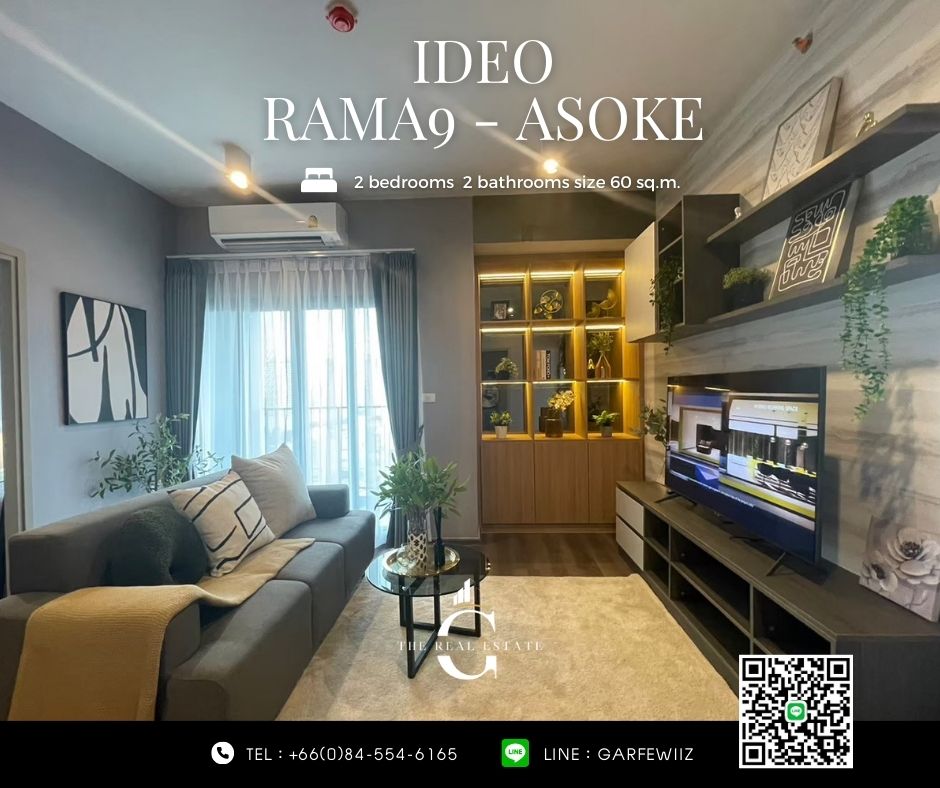 ขายห้องแต่งครบ ใกล้ MRT พระราม 9 🚆2 Bedrooms พื้นที่ 52 ตร.ม. เพดานสูง 2.7 เมตร ราคาพิเศษเพียง 7.79 บาท กู้ได้ 💯 %