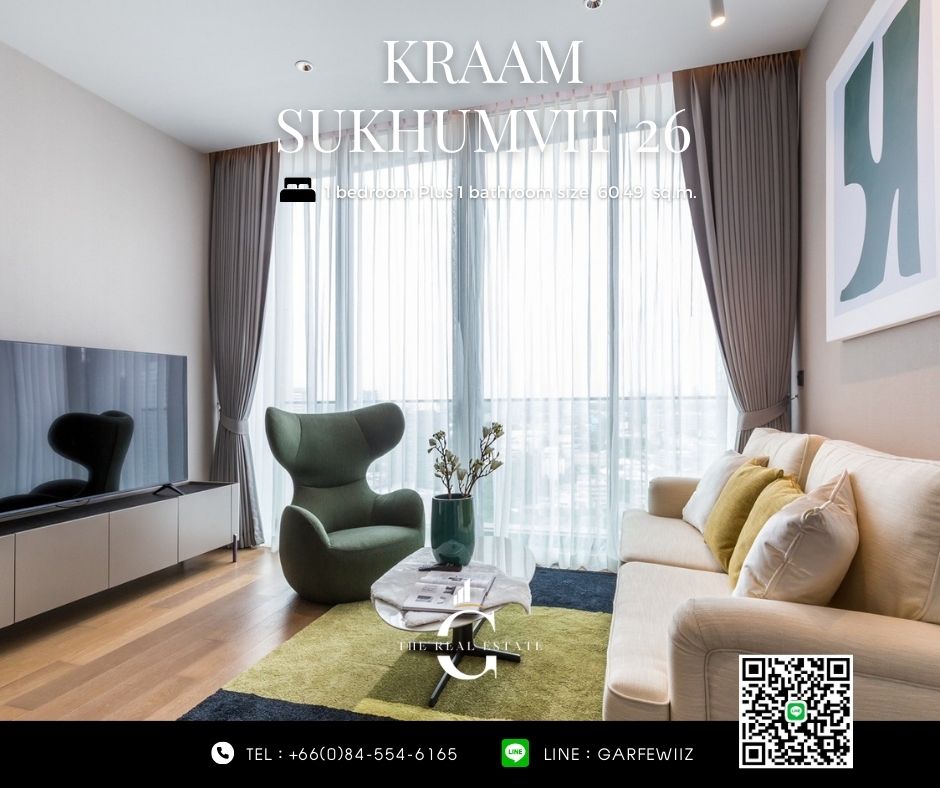 KRAAM Sukhumvit 26 KRAAM Sukhumvit 26 FOR SALE 1 bedroom size 60.49 sq.m. near BTS Phromphong ONLY 22 MB KRAAM Sukhumvit 26 KRAAM Sukhumvit 26 FOR SALE 1 bedroom size 60.49 sq.m. near BTS Phromphong ONLY 22 MB