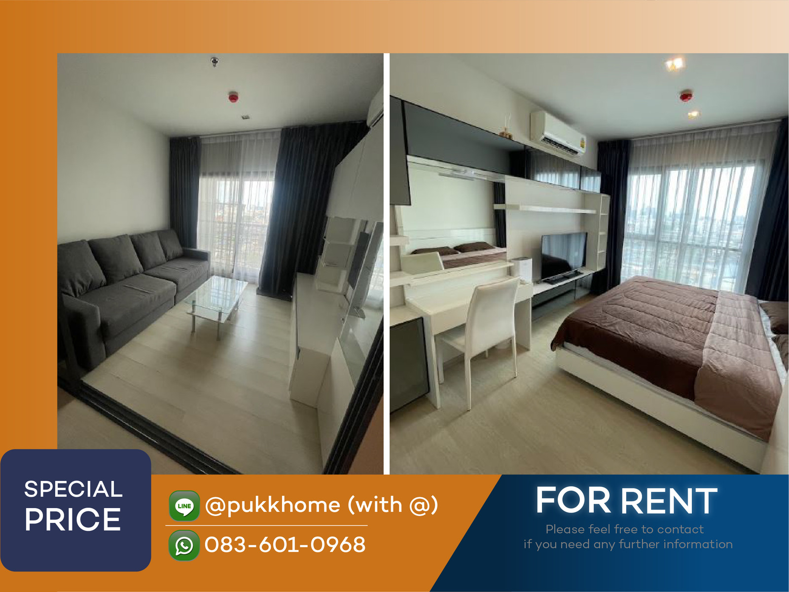 📣 Life Sukhumvit 48 / ขนาด 39 ตร.ม.  1 bedplus เเต่งพร้อมเข้าอยู่ 📞 Line : @pukkhome (with @)