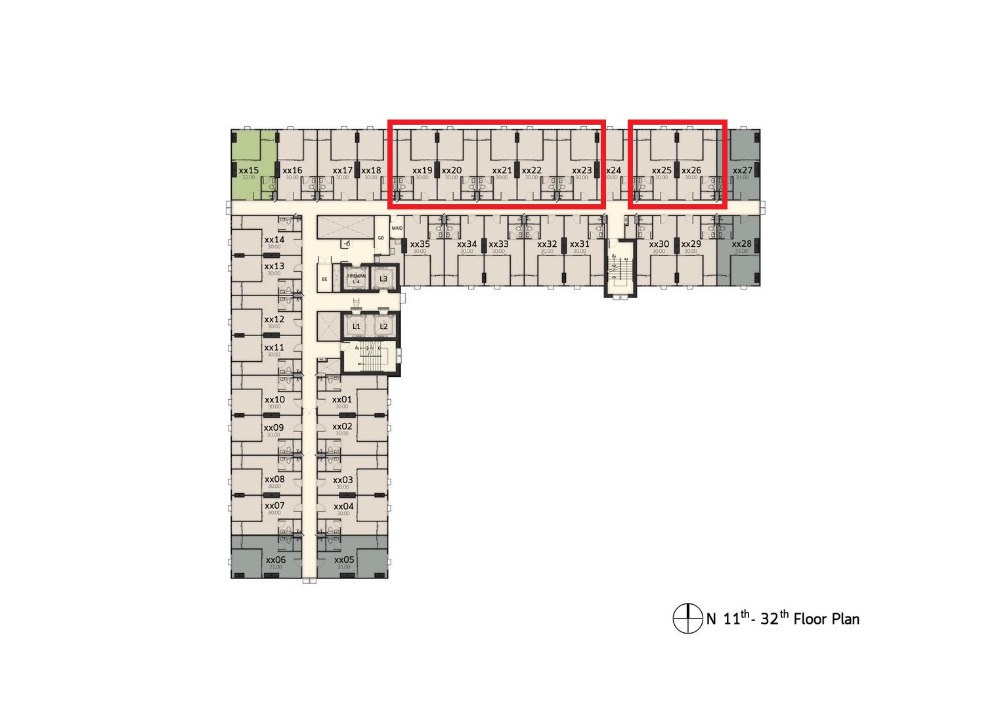 Terra Residences, Thammasat University, Phase 2, North-facing room, high floor, open view, the best-selling direction of the project.