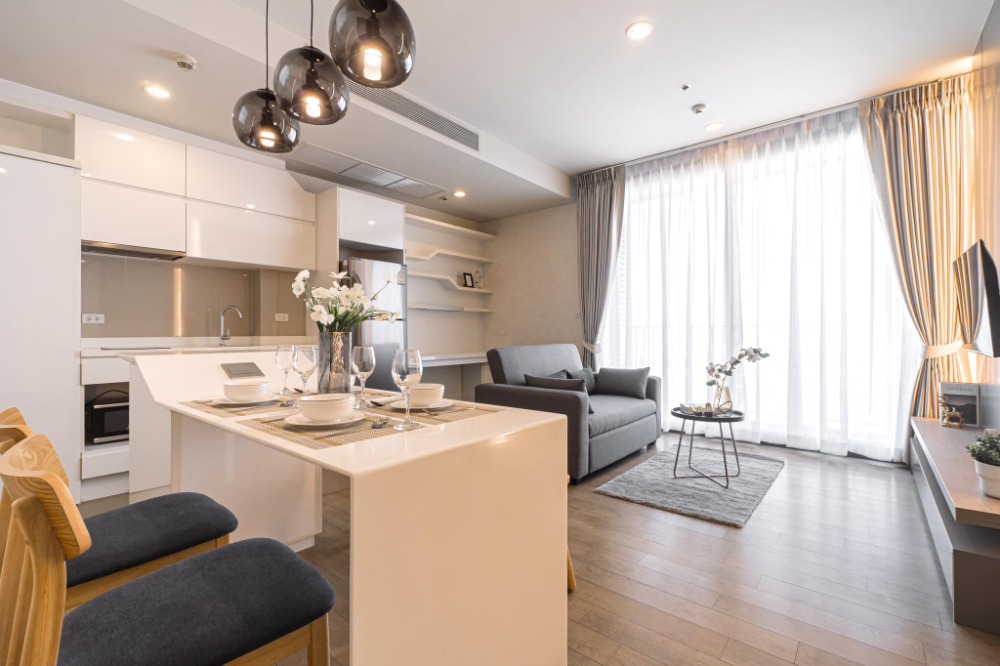 Condo for rent, Pyne by Sansiri, next to BTS Ratchathewi, high floor, beautifully decorated, fully furnished, very livable.