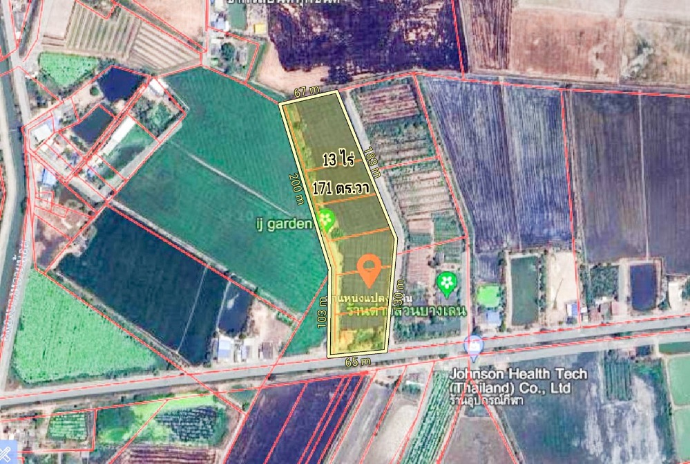 Land for sale 13 rai 171 square wa, Phai Hu Chang, Bang Len, Nakhon Pathom. – รูปที่ 2