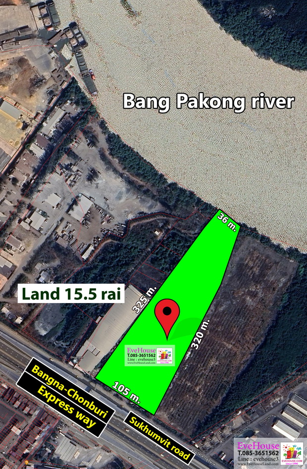 ขายที่ดิน บางปะกง  ติดหลังแม่น้ำบางปะกง จ.ฉะเชิงเทรา ด้าหน้าติด ถ.บางนา - ตราด 15.5 ไร่ ถมแล้วทั้งแปลง ไร่ละ 12 ล้าน – รูปที่ 3