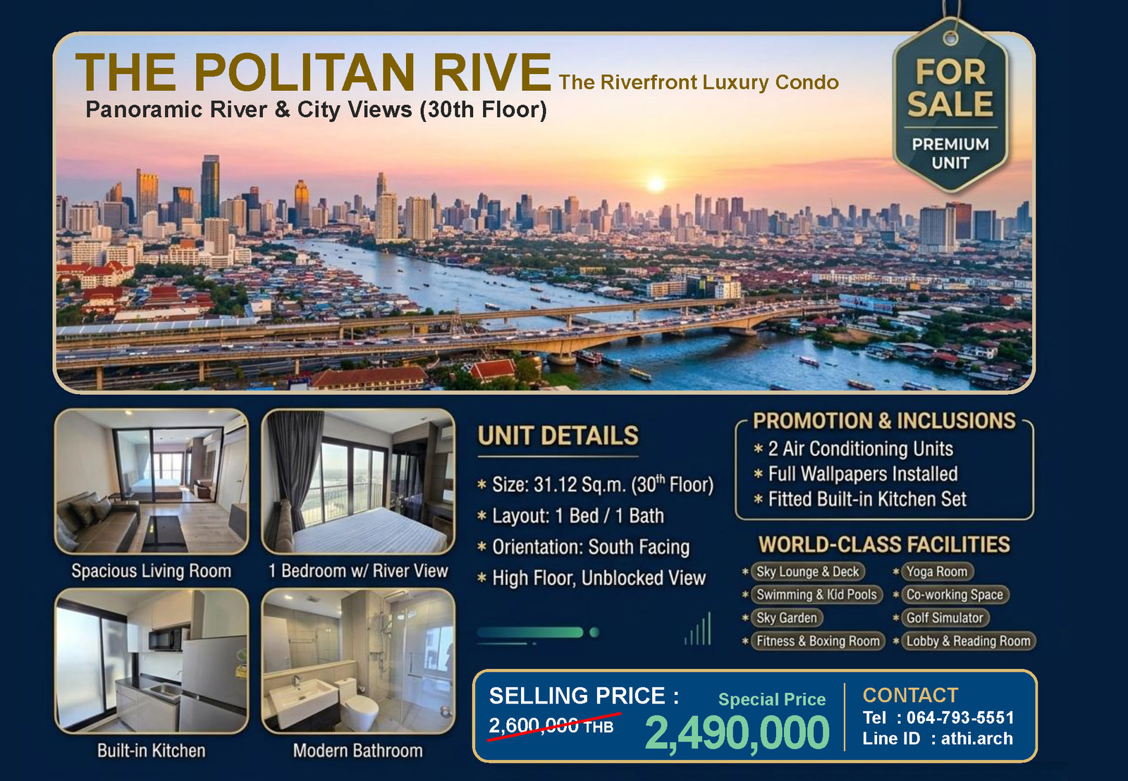 ✨ ขายคอนโดวิวแม่น้ำสุดอลังการ The Politan Rive (เดอะ โพลิแทน รีฟ) ชั้น 30 วิวเปิดโล่ง สวยสะกดตา! ✨ ขายคอนโดวิวแม่น้ำสุดอลังการ The Politan Rive (เดอะ โพลิแทน รีฟ) ชั้น 30 วิวเปิดโล่ง สวยสะกดตา!